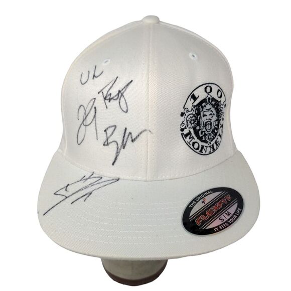 Autographed 100 Monkeys 2011 Liquid Zoo World Tour Flexfit Fitted Cap Size S / M - Picture 1 of 12